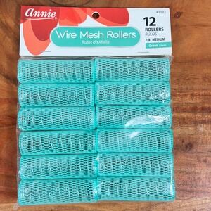 Heatless Medium 7/8" Wire Mesh Rollers 12Ct for Defined Curls & Waves Annie 1023